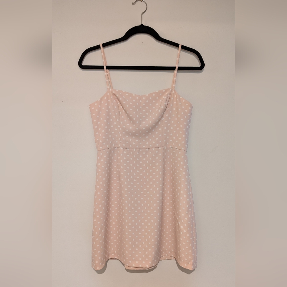French Connection Whisper Sweetheart Pink/White Polkadot Dress Size 6